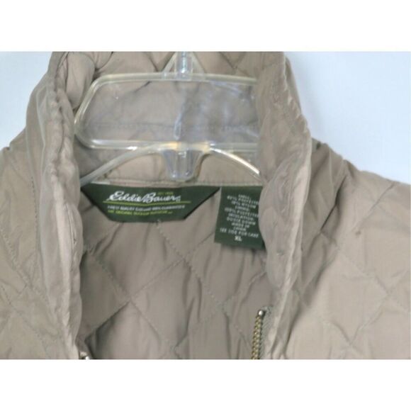 Eddie Bauer Light Quilted Goose Down Jacket ~ GREIGE Women Size XL - Picture 2 of 3
